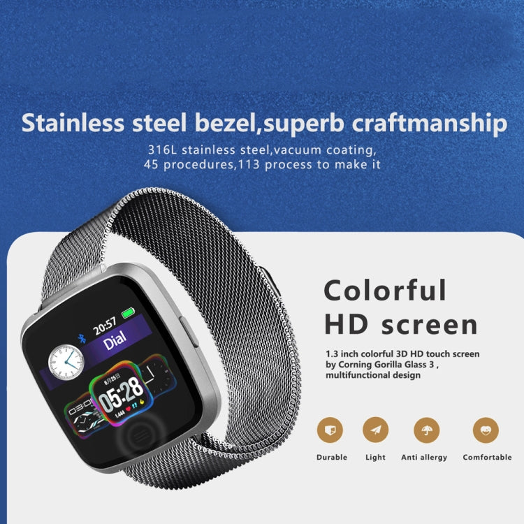 DTNO.1 G12 1.3 inches OLED Color Screen Smart Bracelet IP67 Waterproof, Steel Watchband, Support Call Reminder /Heart Rate Monitoring /Sedentary Reminder /Multi-sport Mode